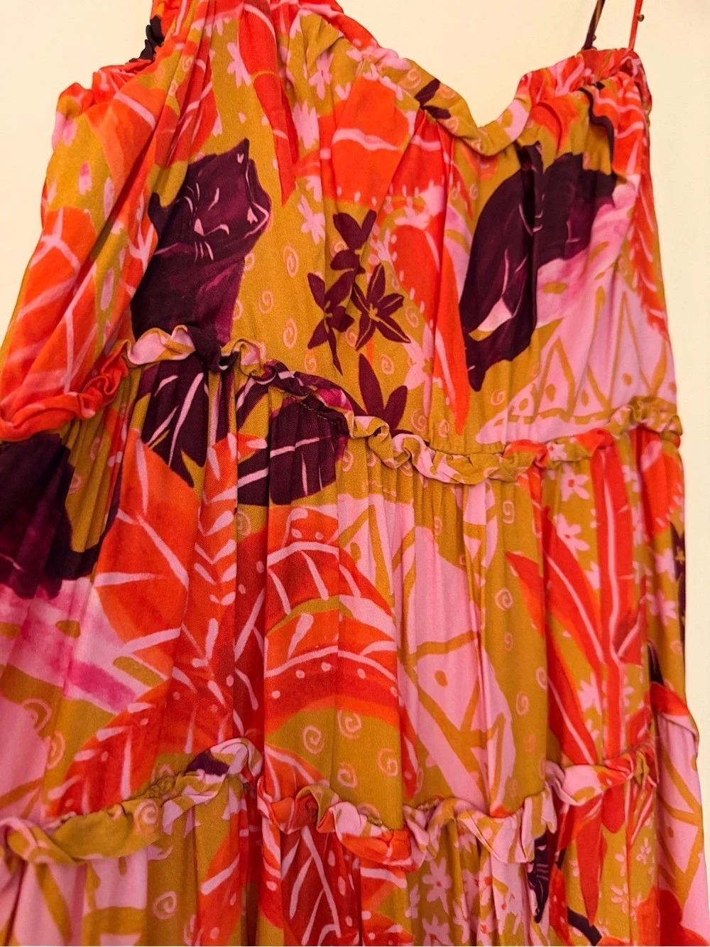 Farm Rio Floral Maxi Dress in Red & Pink Size Medium Like New - Picture 3 of 7